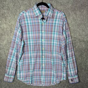 Peter Millar Shirt Mens L Summer Comfort Plaid Performance Sport Tech Commuter